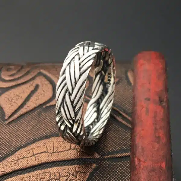 925 Sterling Silver Ring Braided Old Fashion Style demo 5