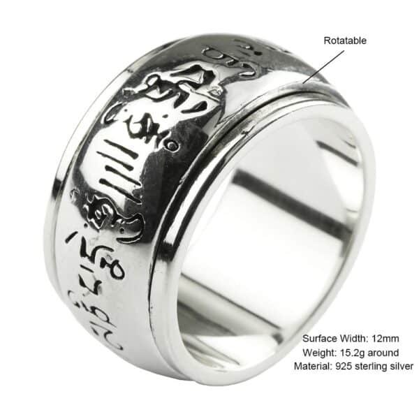 990 Sterling Silver Ring Spinning Mantra infography