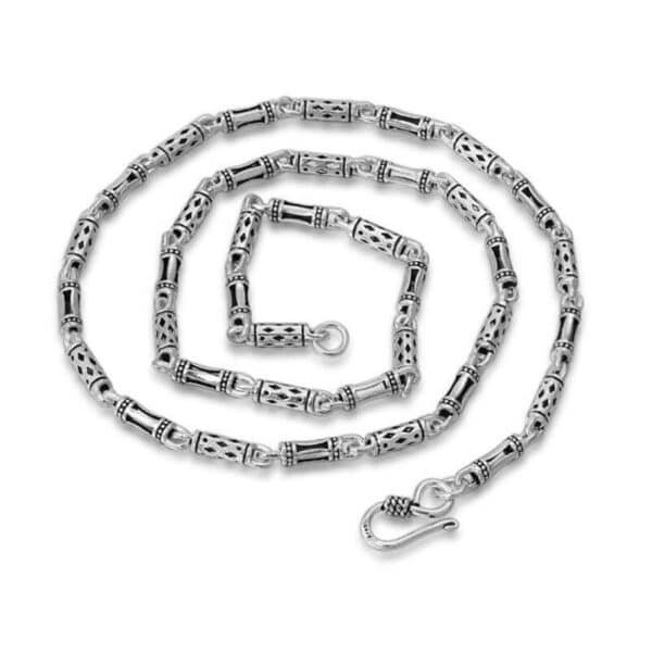 Sterling Silver 925 Necklace Unisex Hexagonal Irregular Link 1