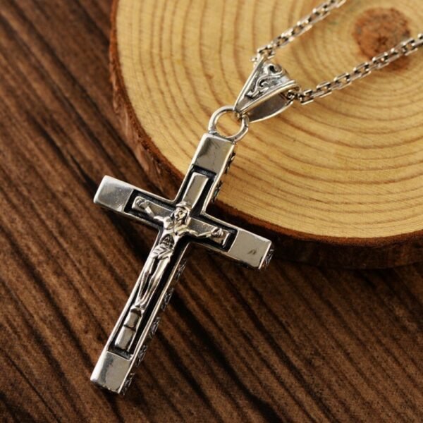 925 Sterling Silver Pendant Christian Cross With Jesus 3