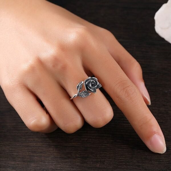 925 Sterling Silver Ring Resizable Rose on finger 2