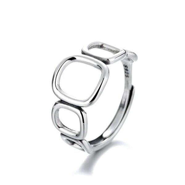 925 Sterling Silver Ring Resizable three squares