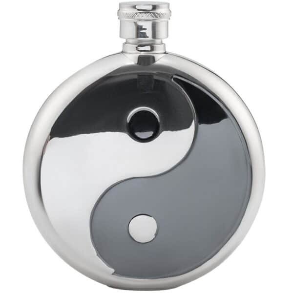 Sterling Silver Whiskey Flask Yin and Yang demo