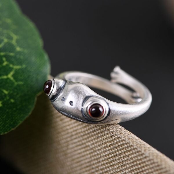 990 Sterling Silver Ring Resizable Frog Face profile