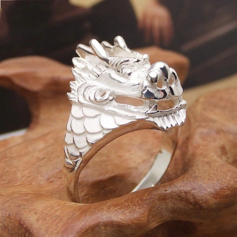 GOLD HORNED DRAGON Head Ring One Size Metal Steel Blue Topaz Eyes  Adjustible NEW $16.50 - PicClick AU