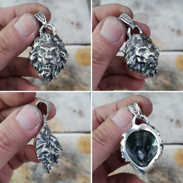 Sterling Silver Lion Head Pendant many views