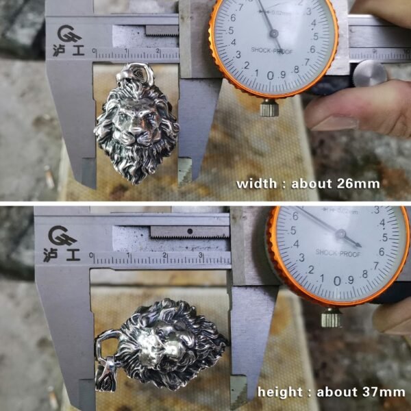 Sterling Silver Lion Head Pendant measures
