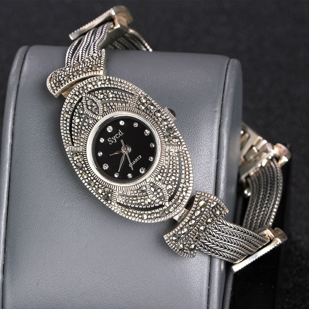 elegant 925 sterling silver watch for lady