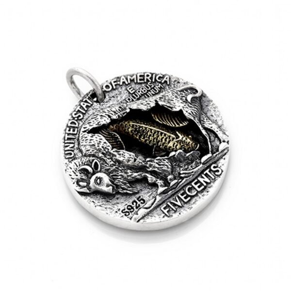 925 Sterling Silver Pendant Carp Koi In 5 Cents up view