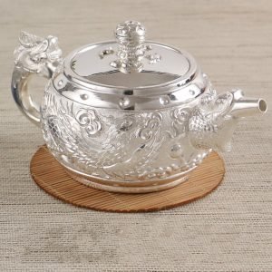Pure Silver Kettle For Tea profile view
