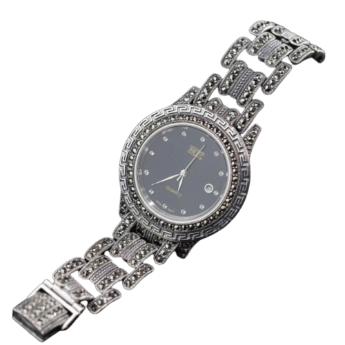 Silver crystal studded chronograph bracelet strap beautiful women Watch -  For Girls