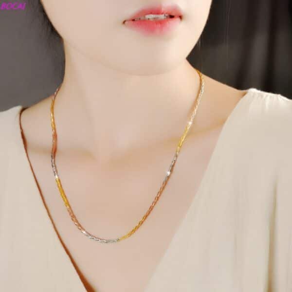925 Sterling Silver Gold Plated Chain on neck face