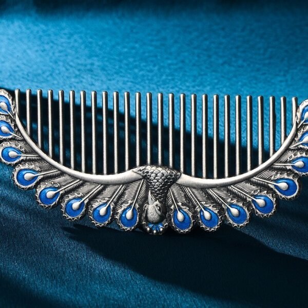 Blue And Silver Hair Comb back view
