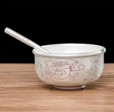 Silver Bowl & Spoon for new born baby - Bis hallmark –