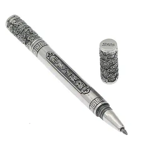 S925 sterling silver Thai silver ballpoint pen men and women antique  elegant hollow carved business signature