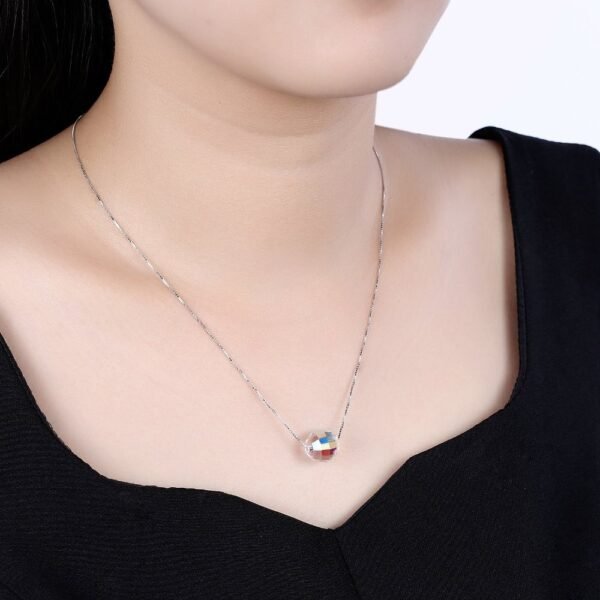 Sterling Silver Crystal Ball Necklace on neck profile