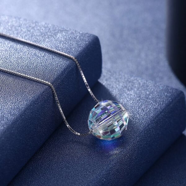 Sterling Silver Crystal Ball Necklace up view