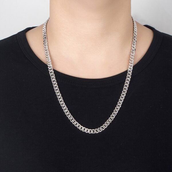 Sterling Silver Miami Cuban Chain on neck