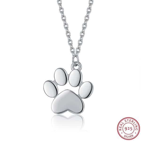 Dog Paw Necklace Silver demo