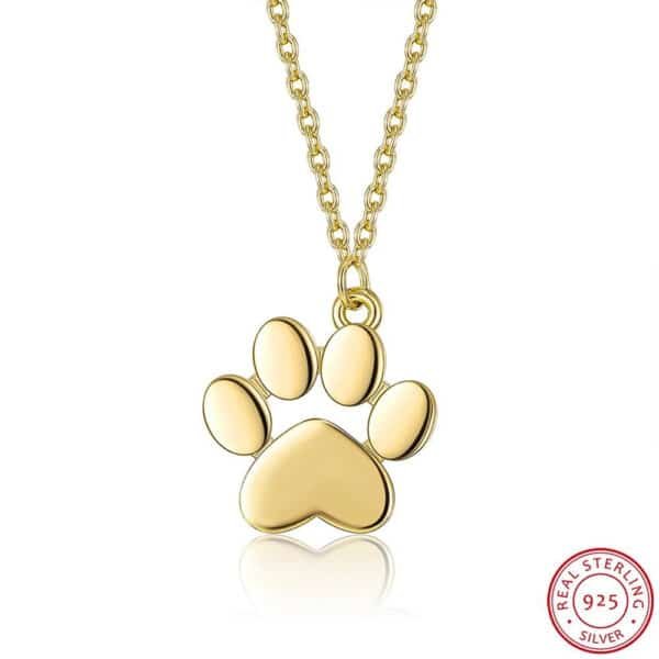 Dog Paw Necklace Silver gold plated
