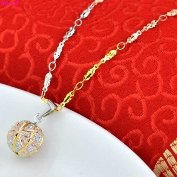 Sterling Silver Ball Pendant Necklace profile view 2