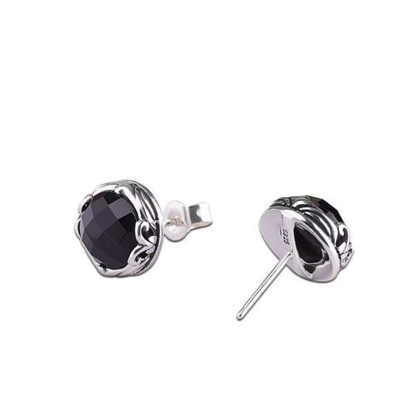 Semi precious stone stud earrings black