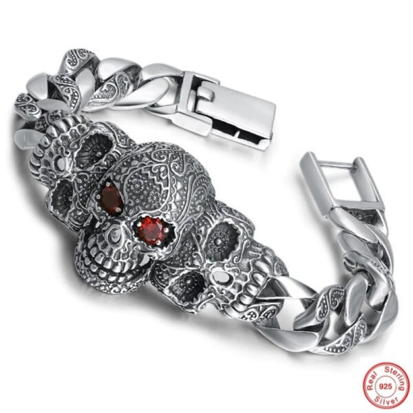 Silver skull bracelet mens demo