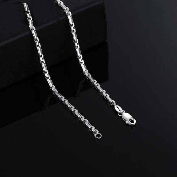 Sterling Silver Rectangle Link Chain link and open clasp