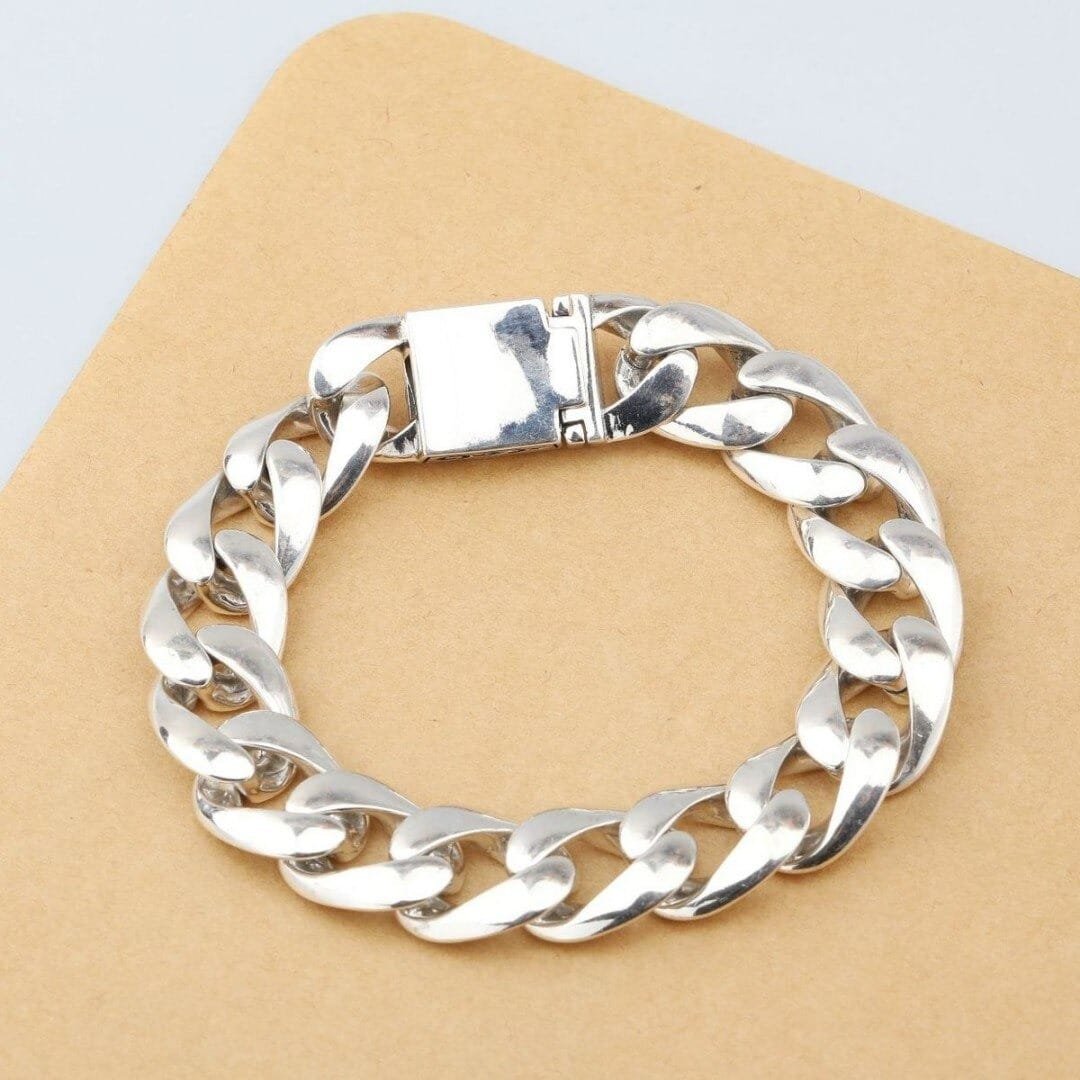 Men's Thick Sterling Silver Chain Bracelet - Ace Bracelet, Unisex | PTW  Inspiration