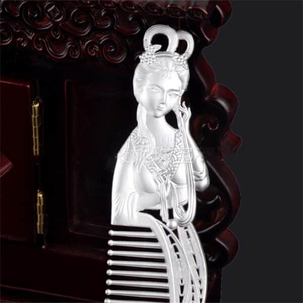 Vintage Sterling Silver Hair Comb Xi Shi bright