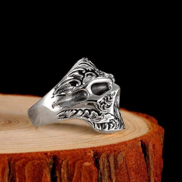 Gothic Skull Silver Ring profile view