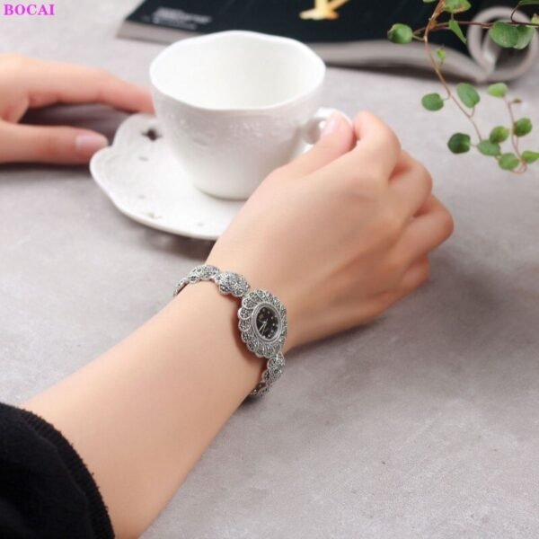 Plum Silver Watch on wrist