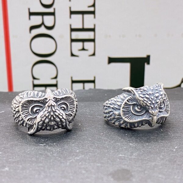 Silver Owl Ring both color together