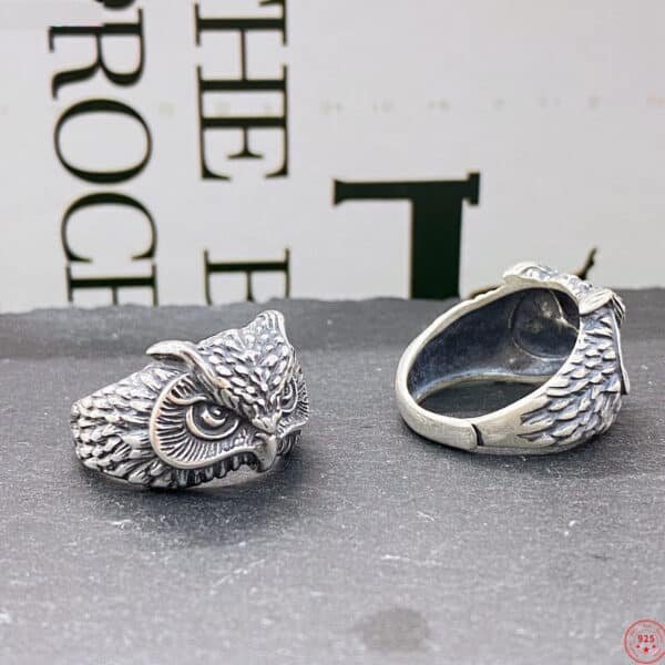 Silver Owl Ring inside view