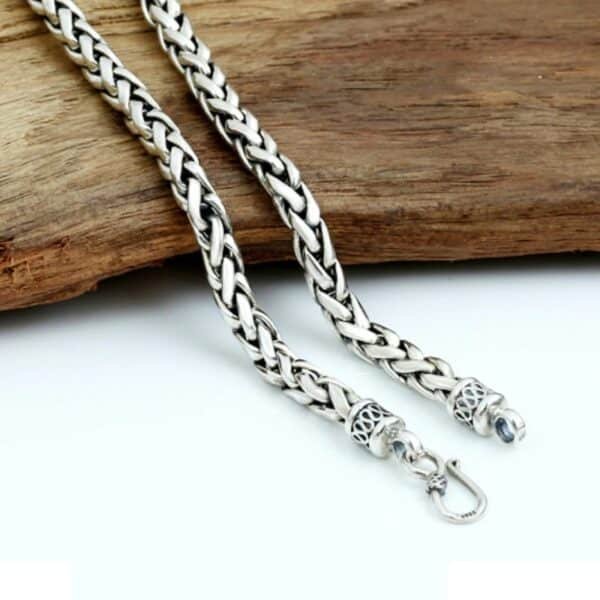 Silver Wheat Chain clasp and links together