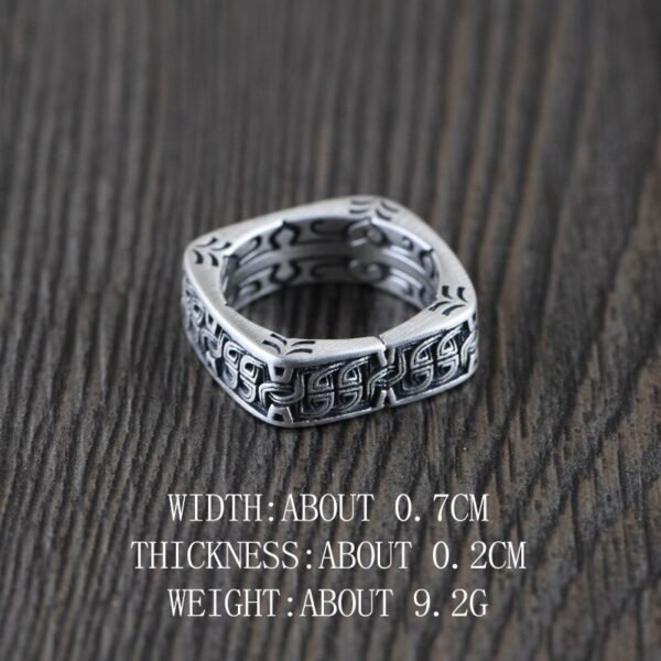 Sterling Silver Square Ring measures and details