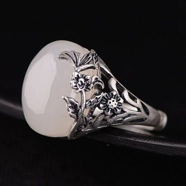 Flower Silver Ring profile view