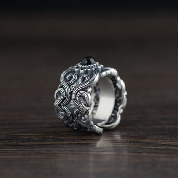 Silver And Onyx Ring profile view
