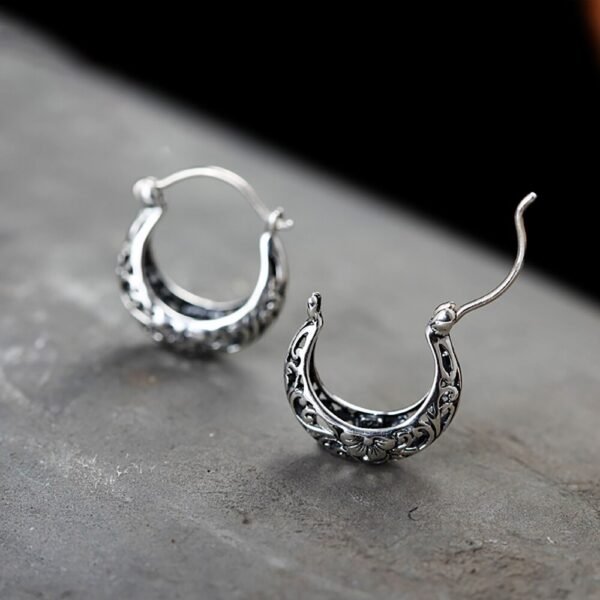 Silver Oval Hoop Earrings opened