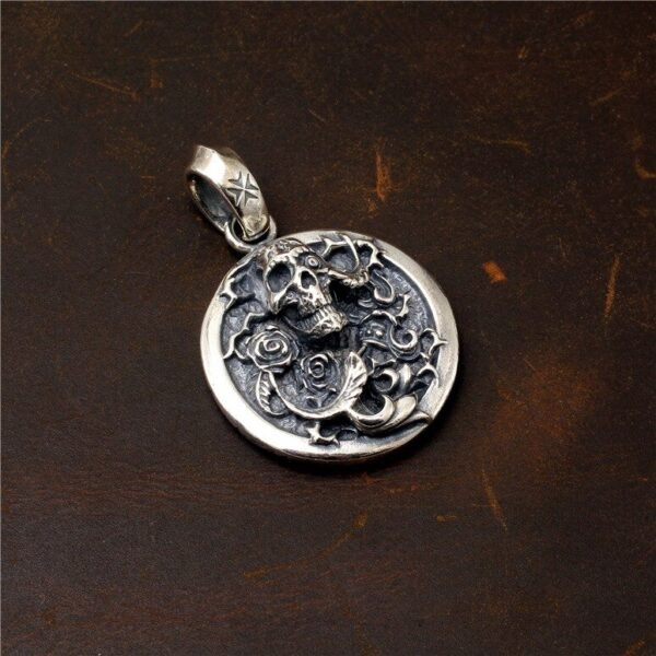 Skull And Rose Pendant up view