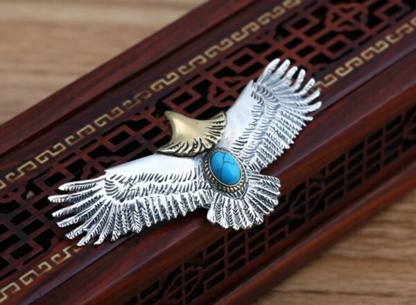 Flying Silver Eagle Pendant up view