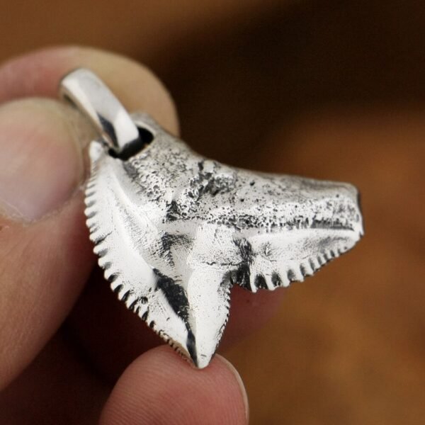 Silver Shark Tooth Pendant holded 2