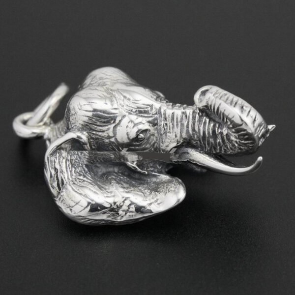 Sterling Silver Elephant Head Pendant side view