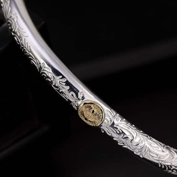 Swans Sterling Silver Bracelet detail engraving