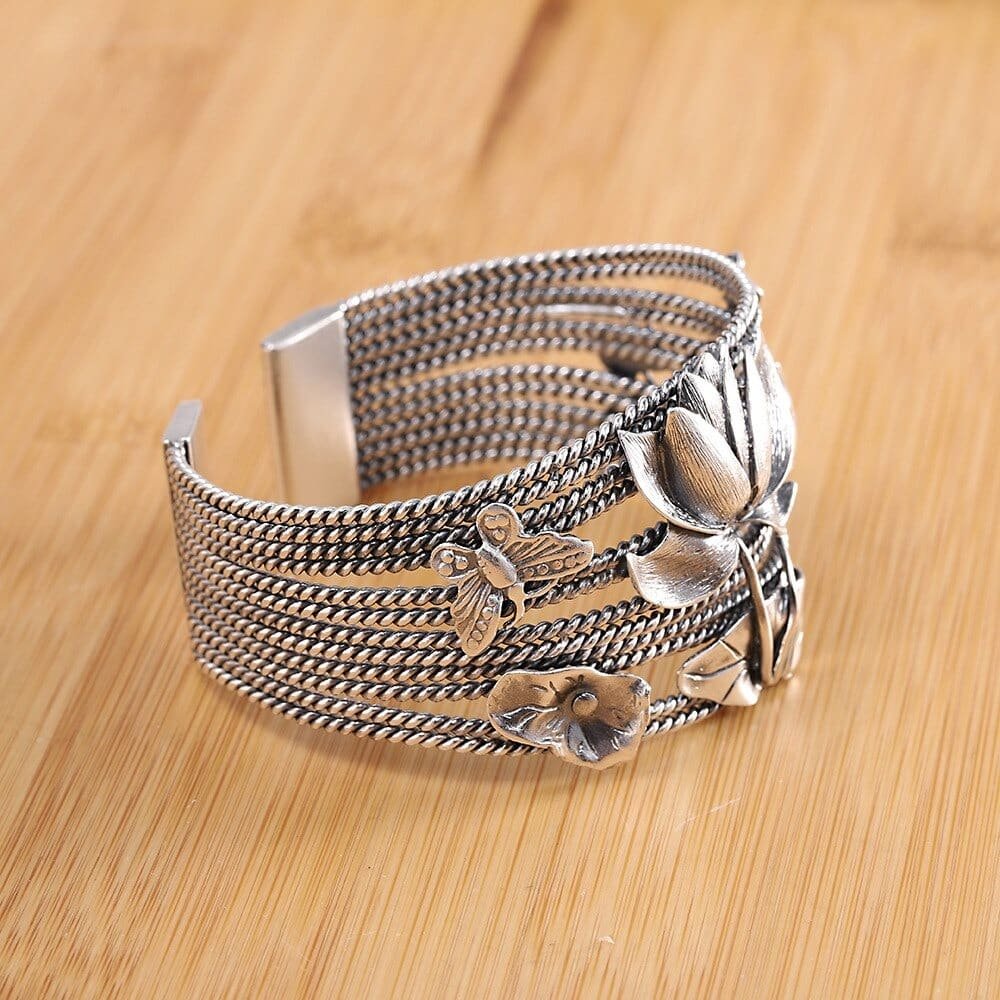 Sterling Silver 990 Bangle With Ripe Wheat Pattern Vintage Cuff Bracelet  Bangles For Women Ladies Gift - Bangles - AliExpress