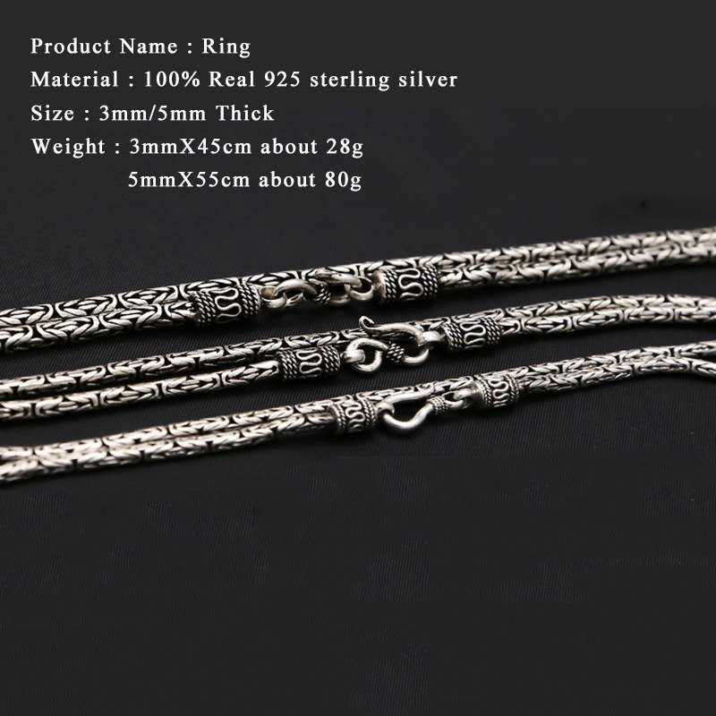 Thick 5mm Sterling Silver Snake Chain Necklace 