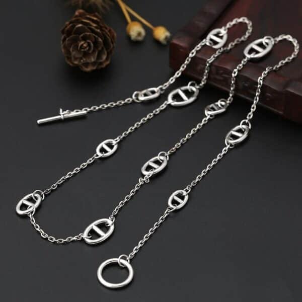 Big And Small Link Bracelet Silver 70 cm necklace view