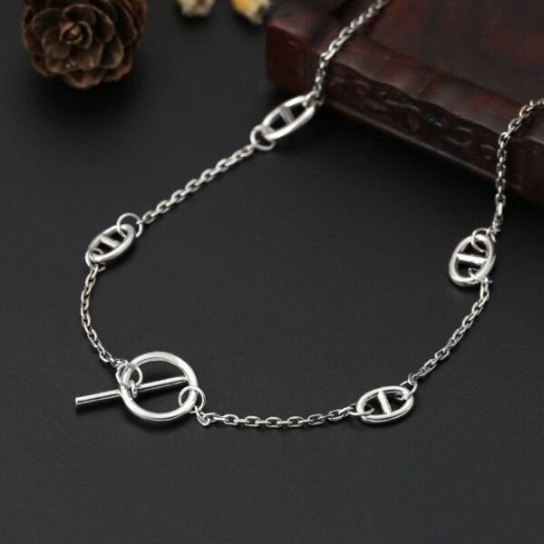 Big And Small Link Bracelet Silver clasp closed
