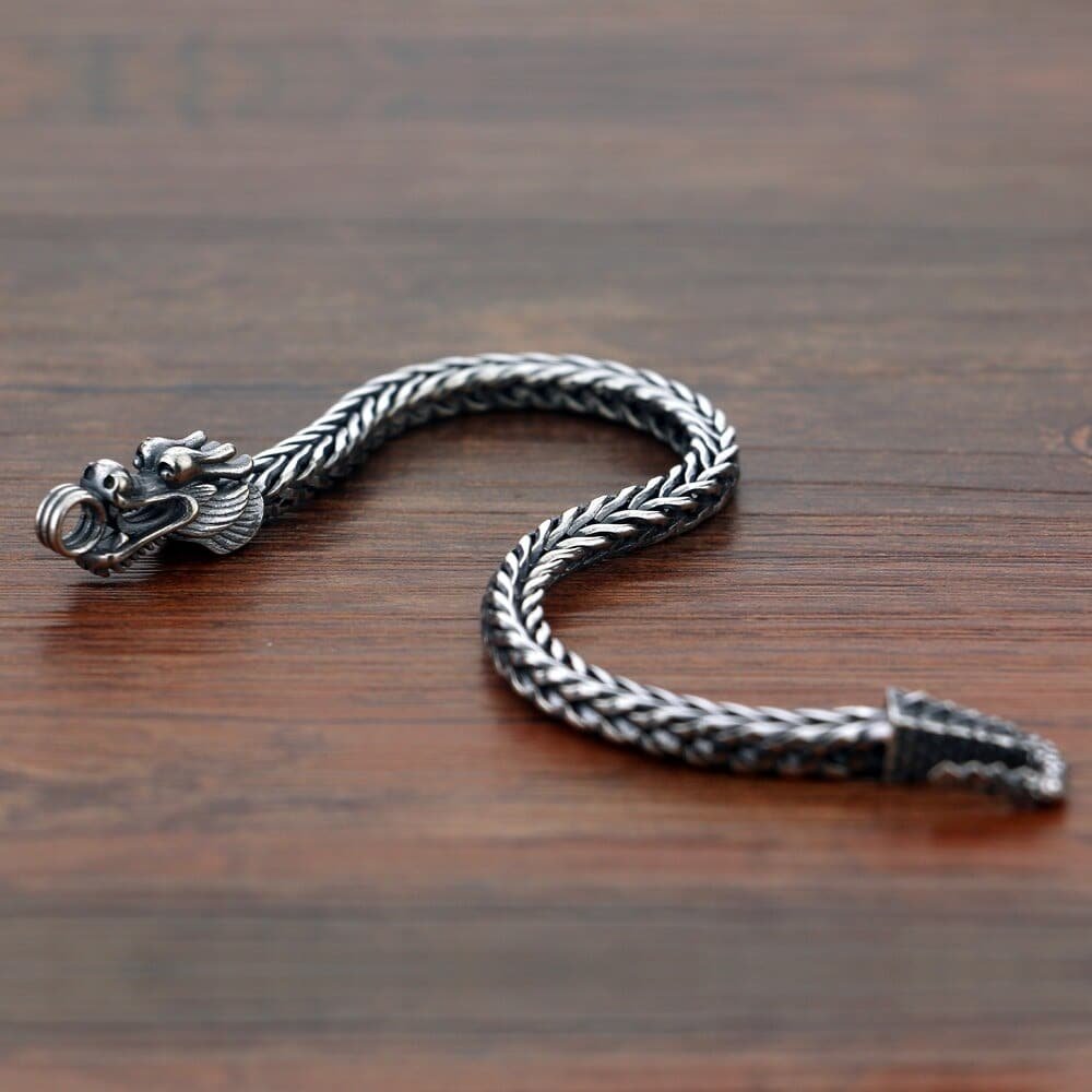 Casual Wear Viking Dragon Silver Bracelet For Men, 50 Gm, Size: Adjustable  at Rs 6999/piece in Khajuwala