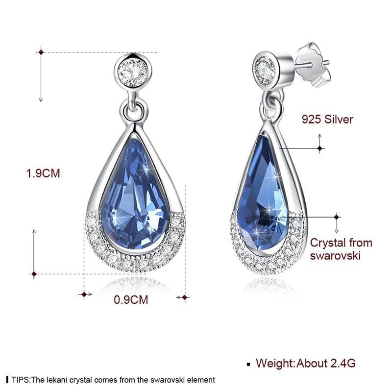 Crystal Droplet Earrings | FULL-SILVER